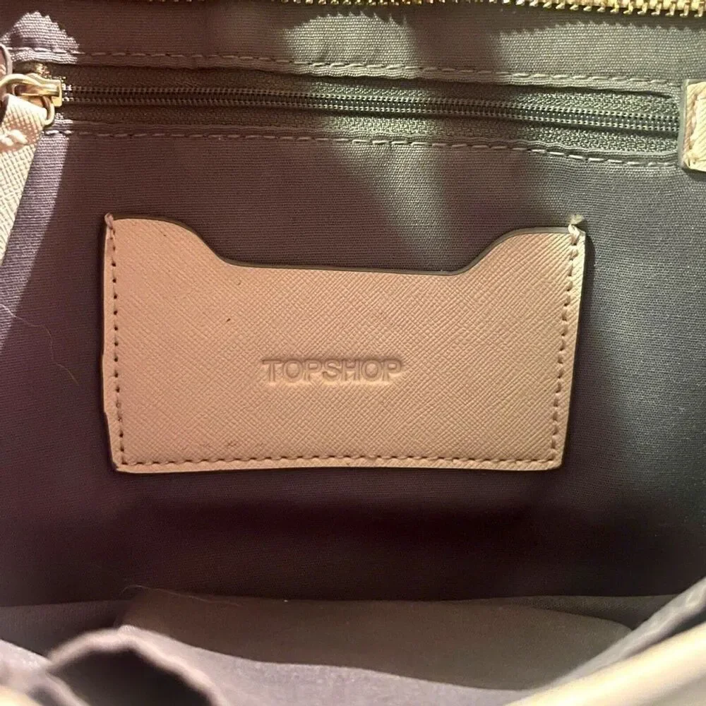 TopShop Pale Blush Pink Faux Leather Clutch Crossbody Shoulder Bag Purse Handbag